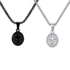 Oval Cross Pendant, Stainless Steel Design in Gold, Silver or Black Tone, Pendant Only or with 60 cm Chain - Product view 5