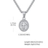 Oval Cross Pendant, Stainless Steel Design in Gold, Silver or Black Tone, Pendant Only or with 60 cm Chain - Steel color/single pendant without chain