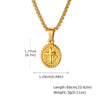 Oval Cross Pendant, Stainless Steel Design in Gold, Silver or Black Tone, Pendant Only or with 60 cm Chain - Gold/single pendant (chain not included)