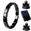 Black Beaded Stretch Bracelet, Handmade Geometric Stone-Style Beads in Assorted Shapes - Product view 1