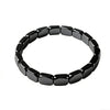 Black Beaded Stretch Bracelet, Handmade Geometric Stone-Style Beads in Assorted Shapes - Long apple