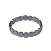 Black Beaded Stretch Bracelet, Handmade Geometric Stone-Style Beads in Assorted Shapes - Rounded apple