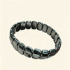 Black Beaded Stretch Bracelet, Handmade Geometric Stone-Style Beads in Assorted Shapes - Square