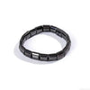 Black Beaded Stretch Bracelet, Handmade Geometric Stone-Style Beads in Assorted Shapes - Rectangle