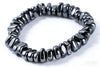 Black Beaded Stretch Bracelet, Handmade Geometric Stone-Style Beads in Assorted Shapes - Gravel