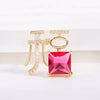 Heart Brooch Pin for Women, Gold-Tone Zinc Alloy with Chinese Fu Character and Sparkling Accents - Product view 2