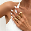 Geometric Ring Set for Women, Smooth Alloy Bands and Knuckle Ring Designs in Gold or Silver Tone - Gold suit