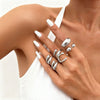 Geometric Ring Set for Women, Smooth Alloy Bands and Knuckle Ring Designs in Gold or Silver Tone - Silver suit