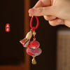 Brocade Gourd Keychain, Cotton Fabric with Braided Loop and Hanging Beads, 8 Colors