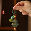 Brocade Gourd Keychain, Cotton Fabric with Braided Loop and Hanging Beads, 8 Colors