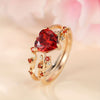 Heart-Shaped Accent Ring Set, Alloy, Two-Piece Design with Leaf Band, Five Color Options