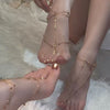 Multi-Layer Tassel Anklet, Vintage-Inspired Alloy Foot Chain in Gold or Silver Tone - J03 gold one
