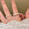 Faux Pearl Stacking Rings, Beaded and Bow Designs, Individual Styles or 3-Piece Set