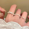 Faux Pearl Stacking Rings, Beaded and Bow Designs, Individual Styles or 3-Piece Set