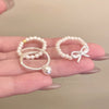 Faux Pearl Stacking Rings, Beaded and Bow Designs, Individual Styles or 3-Piece Set