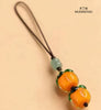 Persimmon Bag and Phone Charm, Glass with Leaf and Flower Details, 7 Cord Styles