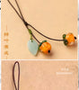 Persimmon Bag and Phone Charm, Glass with Leaf and Flower Details, 7 Cord Styles