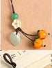 Persimmon Bag and Phone Charm, Glass with Leaf and Flower Details, 7 Cord Styles