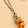 Persimmon Bag and Phone Charm, Glass with Leaf and Flower Details, 7 Cord Styles