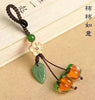 Persimmon Bag and Phone Charm, Glass with Leaf and Flower Details, 7 Cord Styles