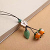 Persimmon Bag and Phone Charm, Glass with Leaf and Flower Details, 7 Cord Styles
