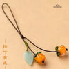 Persimmon Bag and Phone Charm, Glass with Leaf and Flower Details, 7 Cord Styles