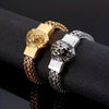 Lion Head Statement Bracelet, Sculpted Metal Design in Gold-Tone or Silver-Tone Finish - Product view 1
