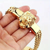 Lion Head Statement Bracelet, Sculpted Metal Design in Gold-Tone or Silver-Tone Finish - Gold