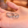 Textured and Floral Open Rings, White Copper Alloy, Clear or Purple Accents, Individual Styles