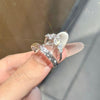 Textured and Floral Open Rings, White Copper Alloy, Clear or Purple Accents, Individual Styles