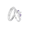 Textured and Floral Open Rings, White Copper Alloy, Clear or Purple Accents, Individual Styles
