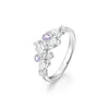 Textured and Floral Open Rings, White Copper Alloy, Clear or Purple Accents, Individual Styles