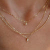 Layered Box Chain Necklace for Women, Copper Alloy Chain with Sparkling Acrylic Pendant, Gold or Silver Tone - Gold