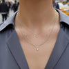 Layered Box Chain Necklace for Women, Copper Alloy Chain with Sparkling Acrylic Pendant, Gold or Silver Tone - Product view 3