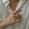 Silver-Tone Open Rings for Women, Assorted Floral, Leaf, Heart, Textured and Layered Band Designs