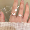 Silver-Tone Open Rings for Women, Assorted Floral, Leaf, Heart, Textured and Layered Band Designs