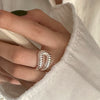 Silver-Tone Open Rings for Women, Assorted Floral, Leaf, Heart, Textured and Layered Band Designs
