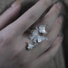 Silver-Tone Open Rings for Women, Assorted Floral, Leaf, Heart, Textured and Layered Band Designs
