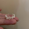 Silver-Tone Open Rings for Women, Assorted Floral, Leaf, Heart, Textured and Layered Band Designs