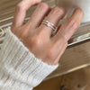 Silver-Tone Open Rings for Women, Assorted Floral, Leaf, Heart, Textured and Layered Band Designs