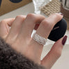 Silver-Tone Open Rings for Women, Assorted Floral, Leaf, Heart, Textured and Layered Band Designs