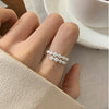 Silver-Tone Open Rings for Women, Assorted Floral, Leaf, Heart, Textured and Layered Band Designs