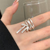 Silver-Tone Open Rings for Women, Assorted Floral, Leaf, Heart, Textured and Layered Band Designs