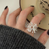 Silver-Tone Open Rings for Women, Assorted Floral, Leaf, Heart, Textured and Layered Band Designs