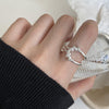 Silver-Tone Open Rings for Women, Assorted Floral, Leaf, Heart, Textured and Layered Band Designs
