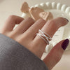 Silver-Tone Open Rings for Women, Assorted Floral, Leaf, Heart, Textured and Layered Band Designs