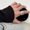 Silver-Tone Open Rings for Women, Assorted Floral, Leaf, Heart, Textured and Layered Band Designs