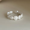 Silver-Tone Open Rings for Women, Assorted Floral, Leaf, Heart, Textured and Layered Band Designs