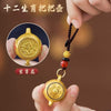 Chinese Zodiac Pendant Keychain, Alloy with Rotating Disc and Beaded Cord, 12 Animal Designs