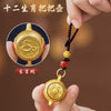 Chinese Zodiac Pendant Keychain, Alloy with Rotating Disc and Beaded Cord, 12 Animal Designs